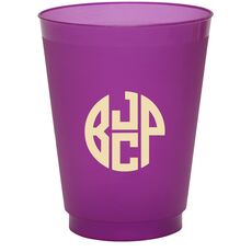 4 Initial Rounded Monogram Colored Shatterproof Cups