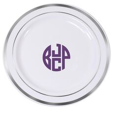 4 Initial Rounded Monogram Premium Banded Plastic Plates