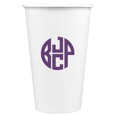 4 Initial Rounded Monogram Paper Coffee Cups